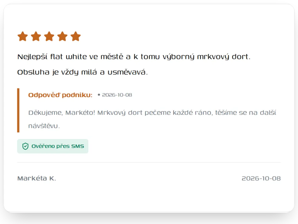 Recenze s odznakem Ověřeno přes SMS